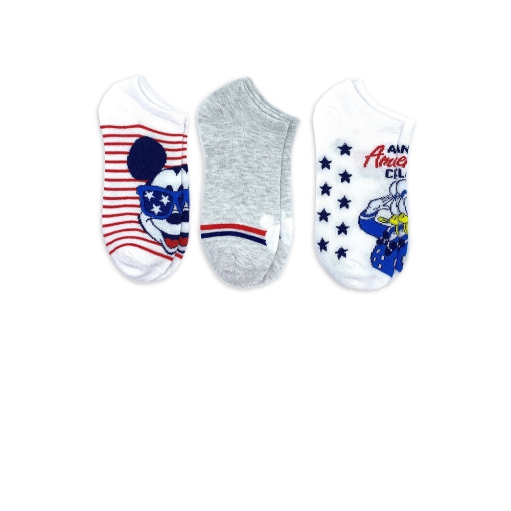 Disney mickeymouse , Americana Women's No-Show Socks, 3-Pack, Size 4-10
